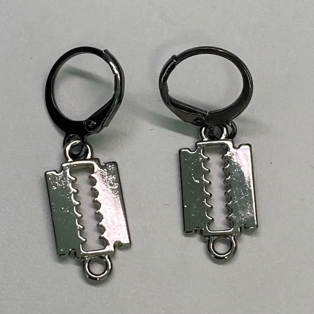3 for $25/ Gunmetal Gray Faux Razor Earrings NEW